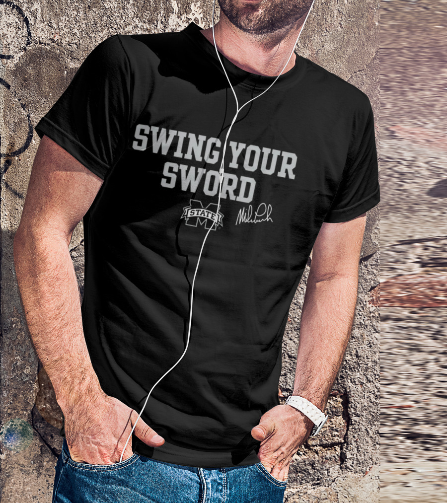 Mississippi State Swing Your Sword Mike Leach State M Logo Signature T-Shirt