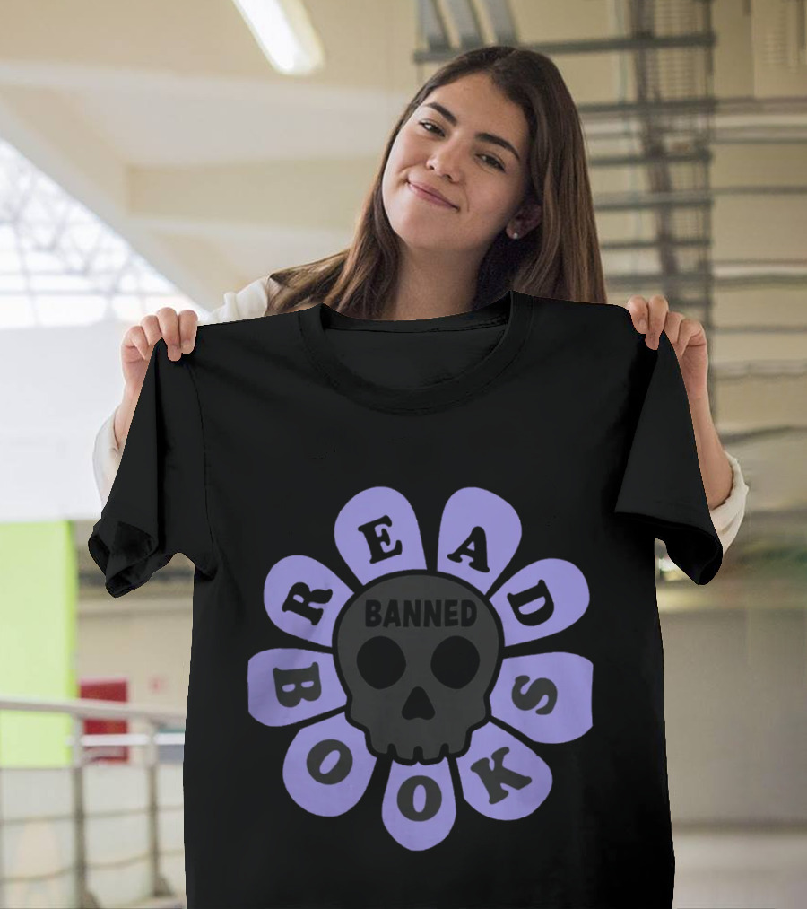 Read Banned Books Skull And Petals By Brit Sigh T-Shirt
