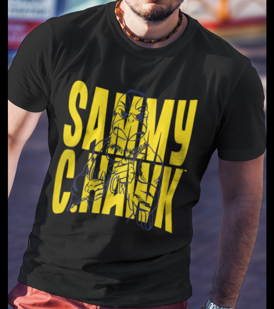 UNC Wilmington Seahawks Sammy C. Hawk Bold Yellow Text With Mascot Outline T-Shirt