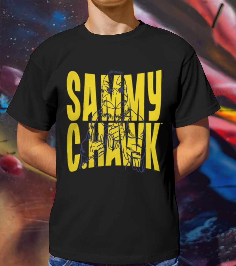 UNC Wilmington Seahawks Sammy C. Hawk Bold Yellow Text With Mascot Outline T-Shirt