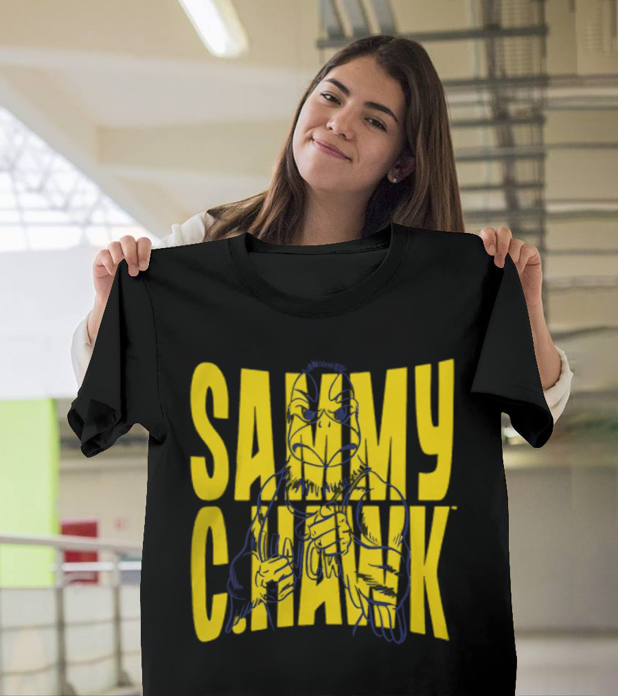 UNC Wilmington Seahawks Sammy C. Hawk Bold Yellow Text With Mascot Outline T-Shirt