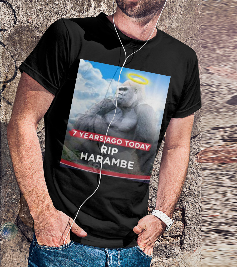 7 Years Ago Today Rip Harambe Halo Clouds T-Shirt