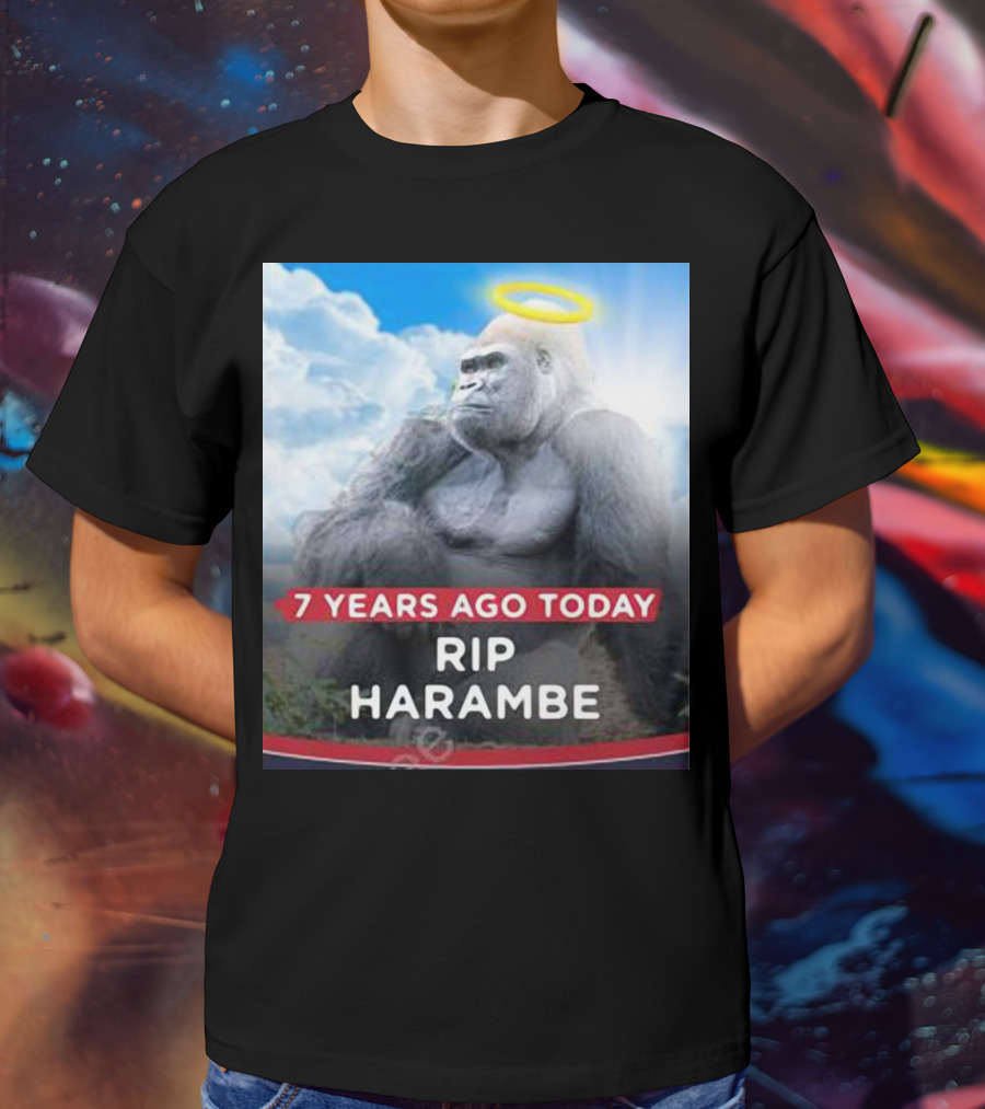 7 Years Ago Today Rip Harambe Halo Clouds T-Shirt