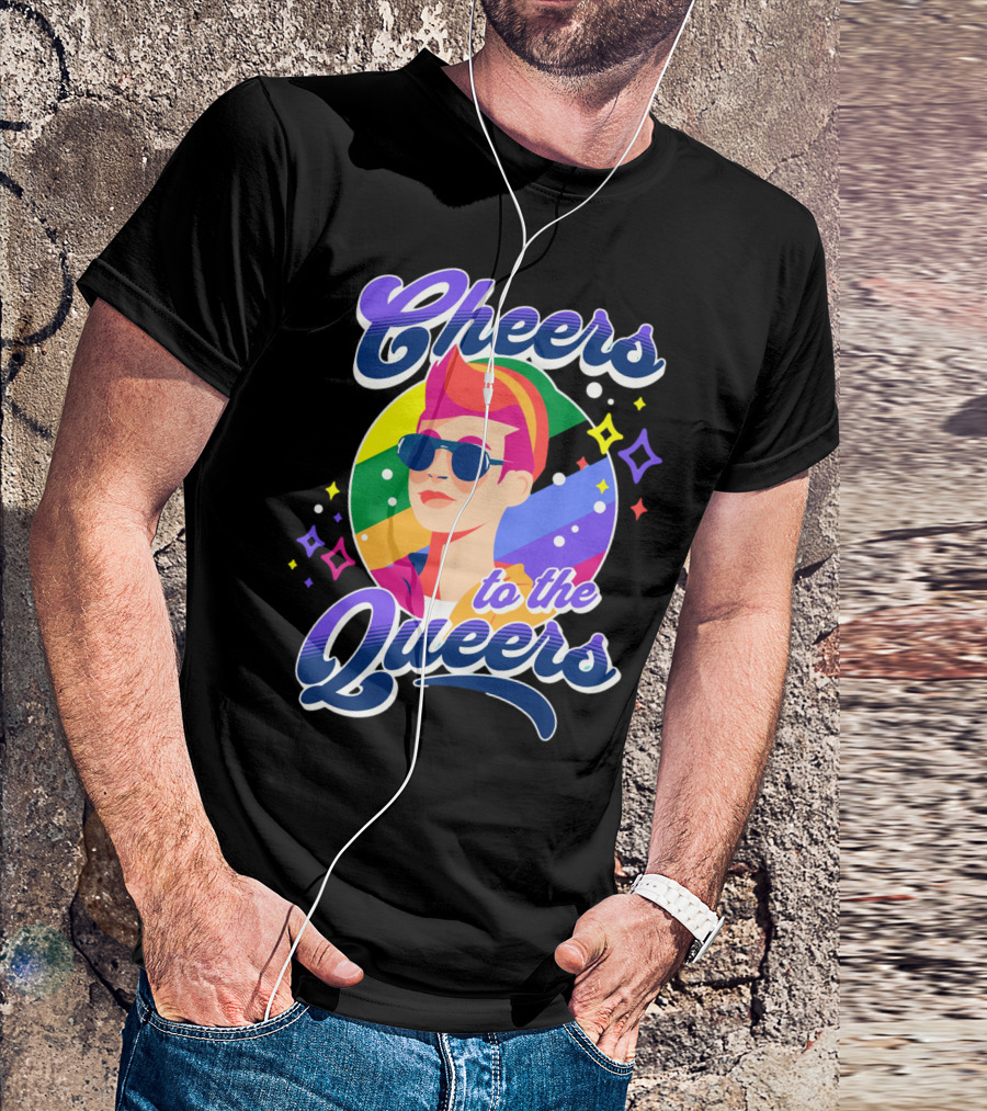 Cheers To The Queers Pride Rainbow Sunglasses Retro 80s T-Shirt