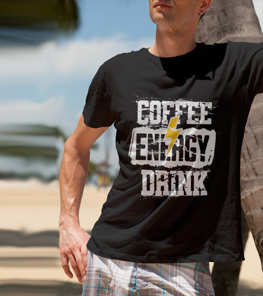 Coffee Energy Drink Grunge Bolt Lightning T-Shirt