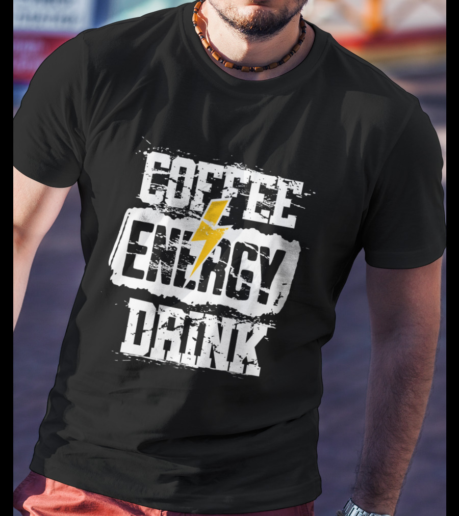 Coffee Energy Drink Grunge Bolt Lightning T-Shirt