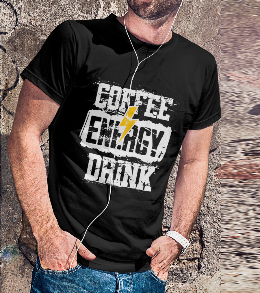 Coffee Energy Drink Grunge Bolt Lightning T-Shirt