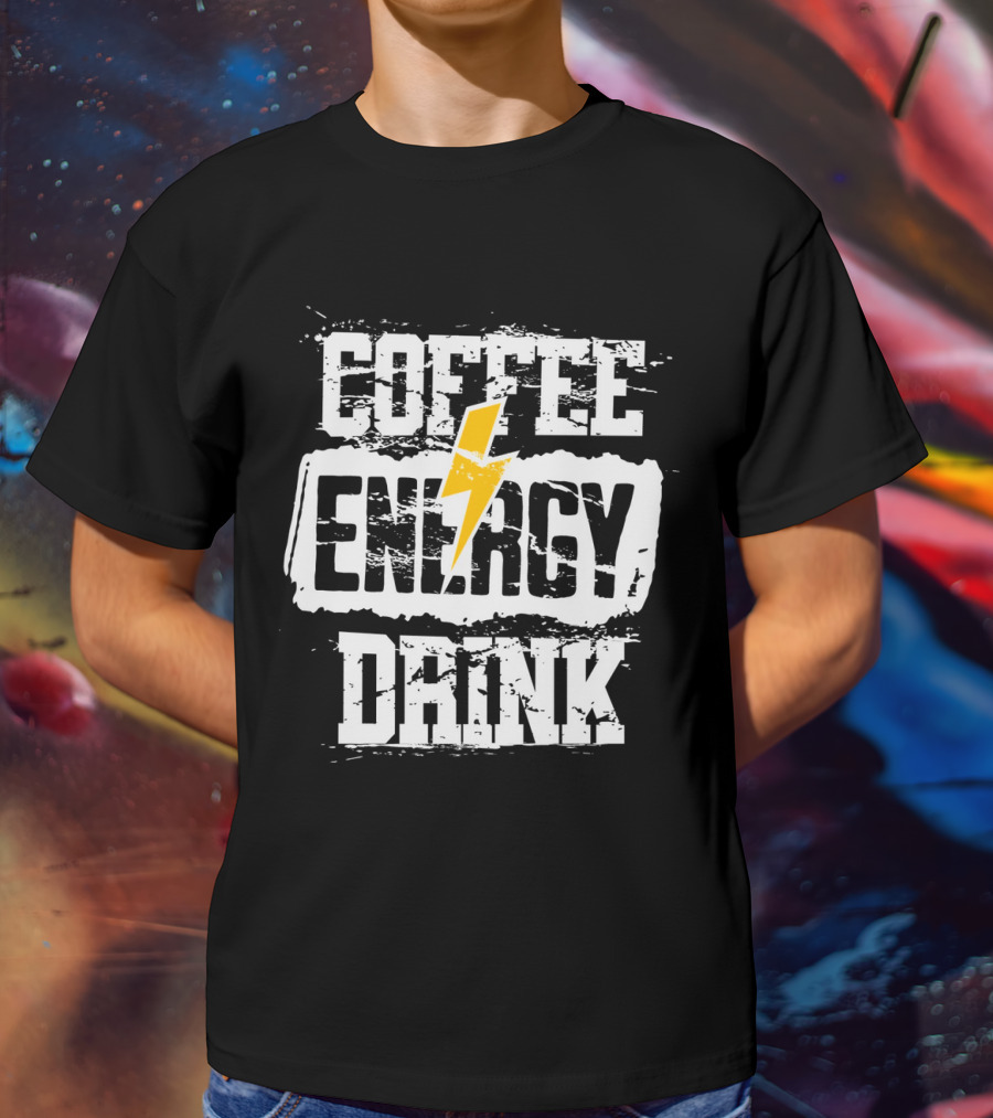 Coffee Energy Drink Grunge Bolt Lightning T-Shirt