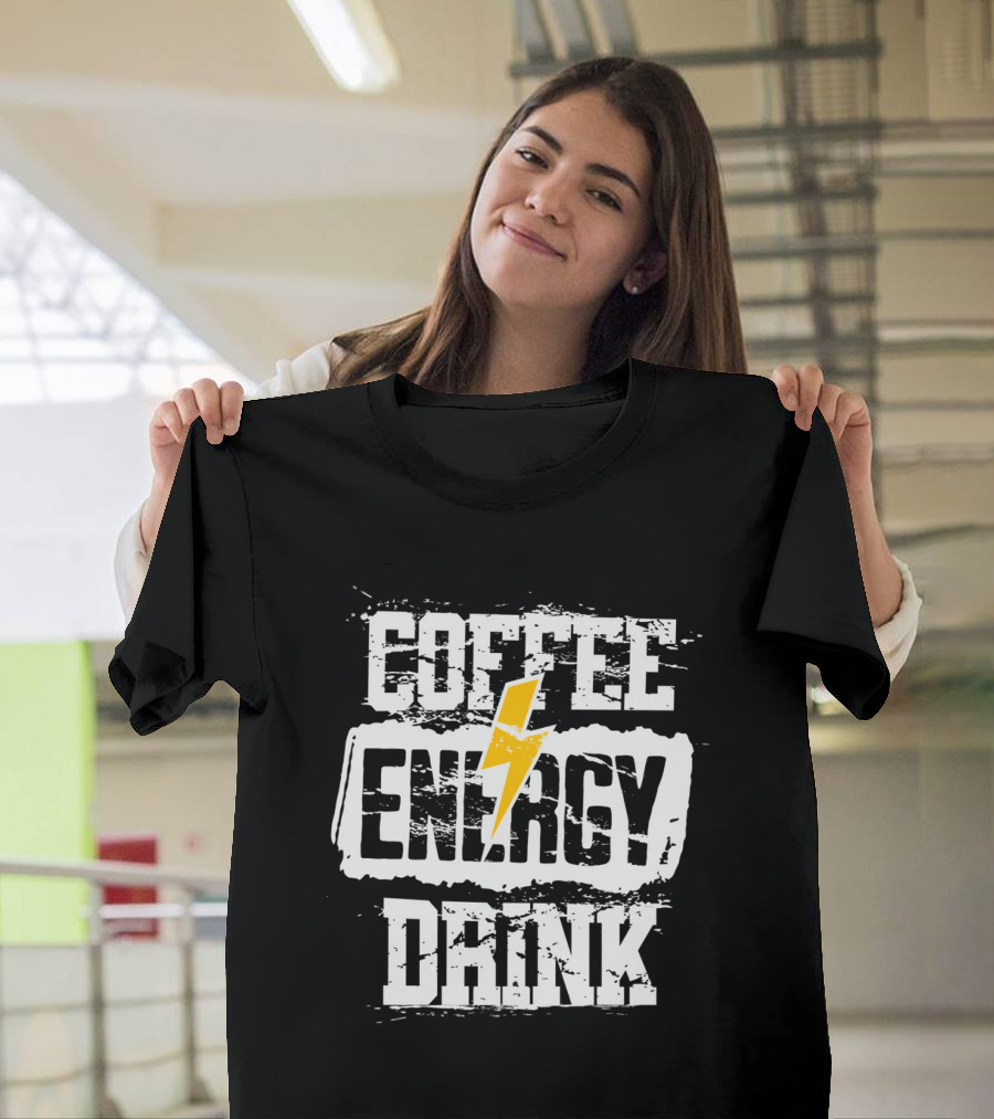 Coffee Energy Drink Grunge Bolt Lightning T-Shirt