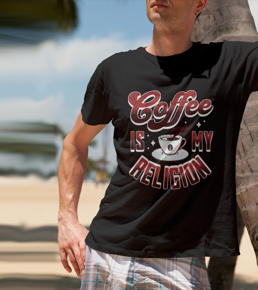 Coffee Is My Religion Cup Icon Simple T-Shirt