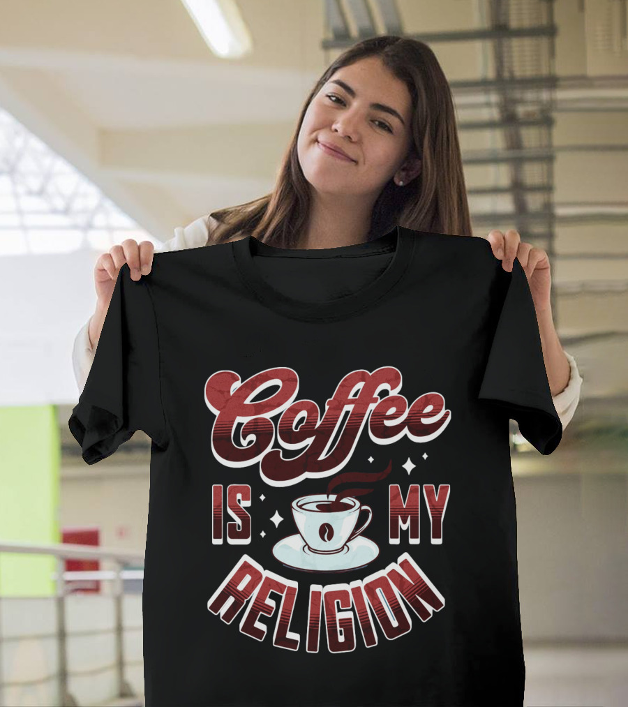 Coffee Is My Religion Cup Icon Simple T-Shirt