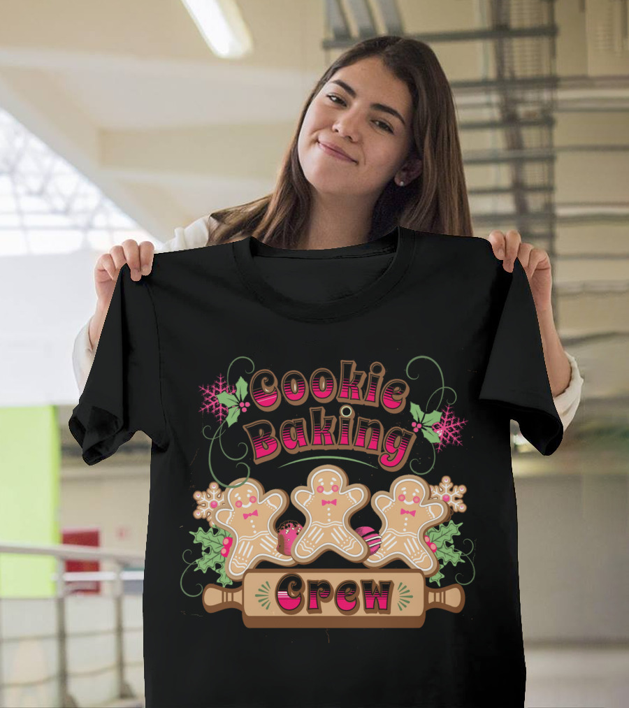 Cookie Baking Crew Gingerbread Ginger Festive Holiday Snowflakes T-Shirt