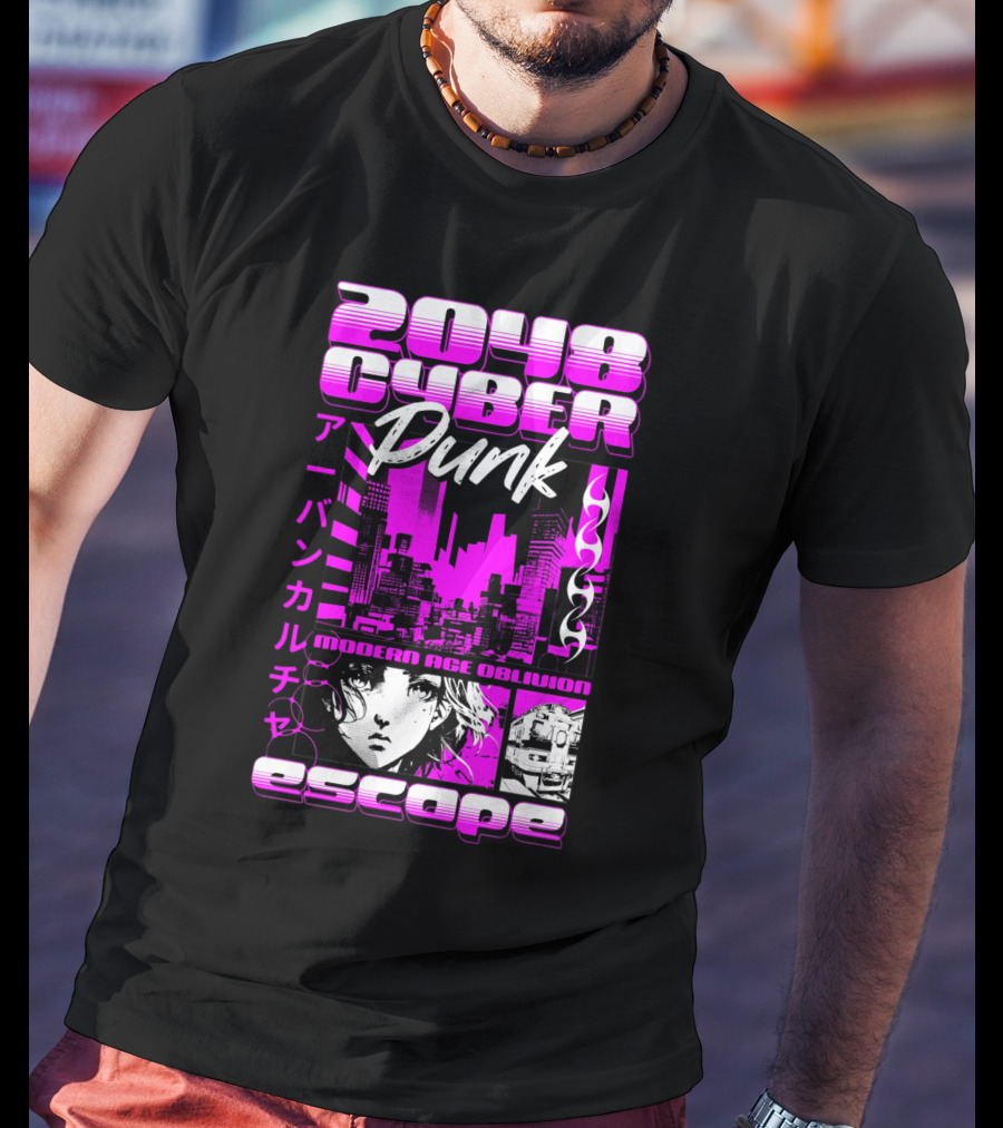 2048 Cyber Punk Escape Modern Age Oblivion Japanese Anime Urban Culture T-Shirt