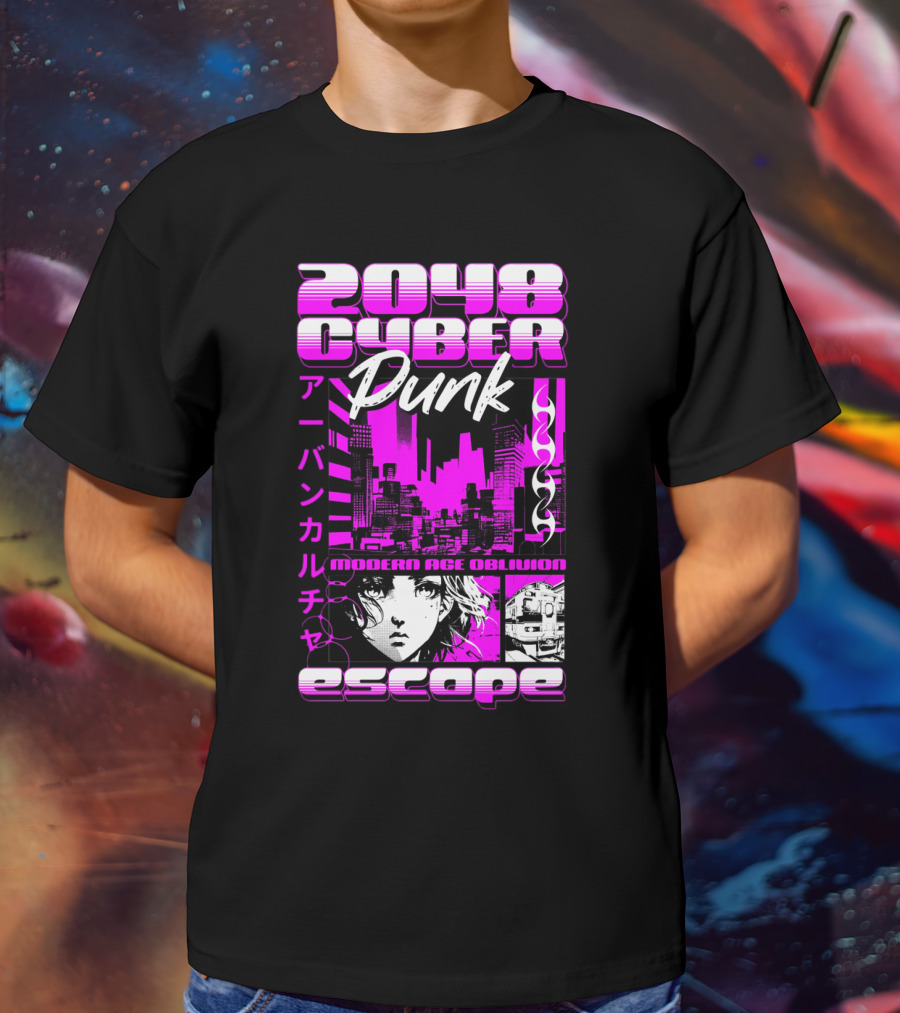 2048 Cyber Punk Escape Modern Age Oblivion Japanese Anime Urban Culture T-Shirt
