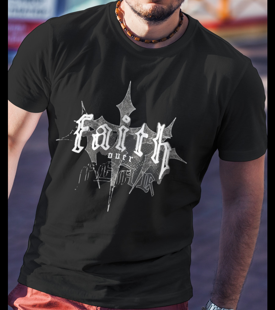 Faith Over Fear Dark Cross Gothic T-Shirt