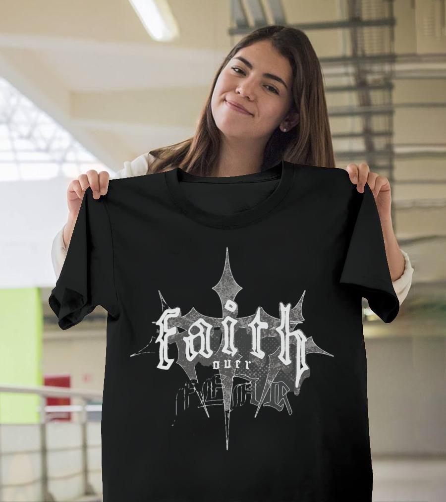 Faith Over Fear Dark Cross Gothic T-Shirt
