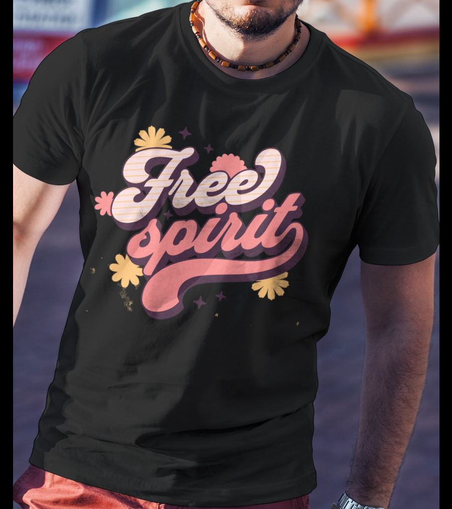 Free Spirit Retro Pink And Yellow Flowers T-Shirt
