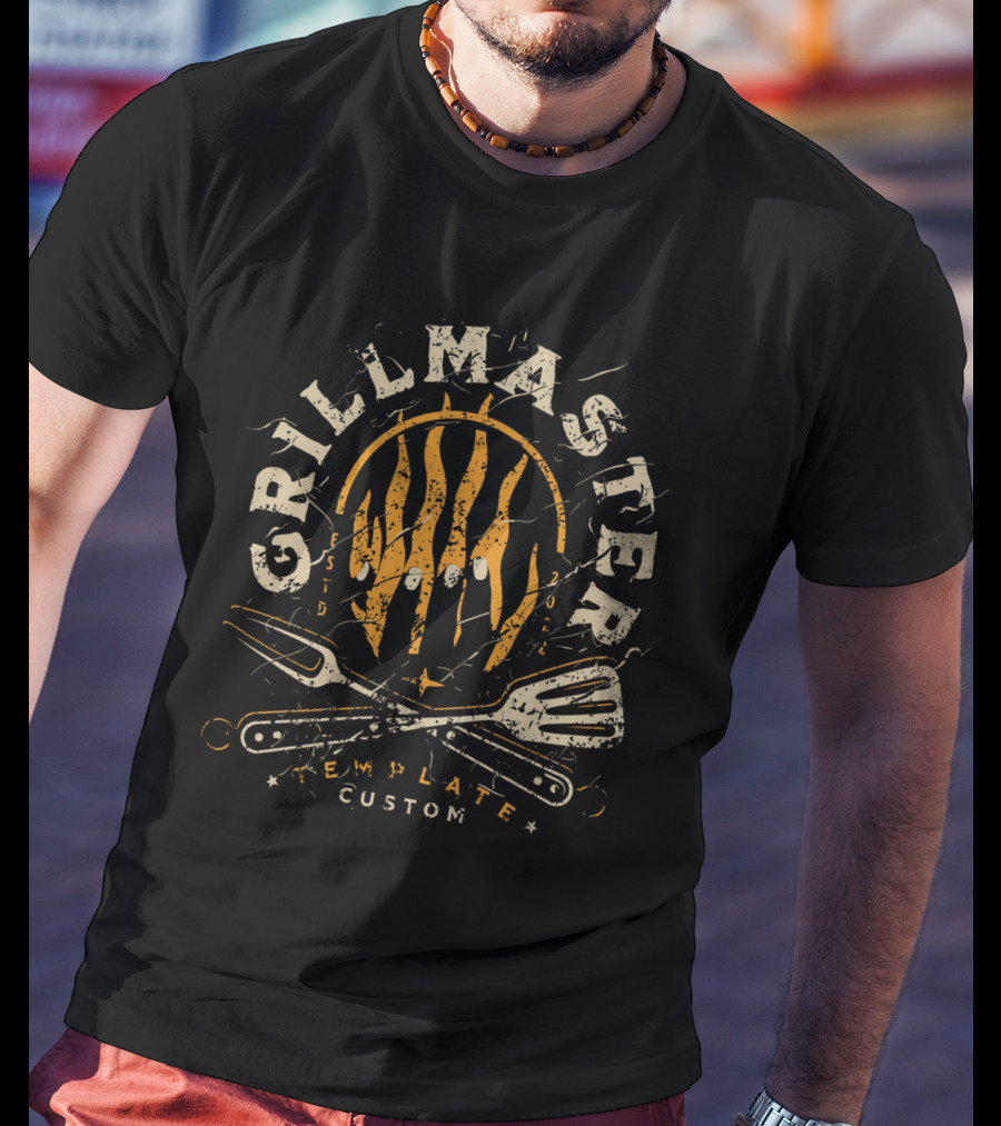 Grillmaster Flame Custom Template BBQ Tools T-Shirt