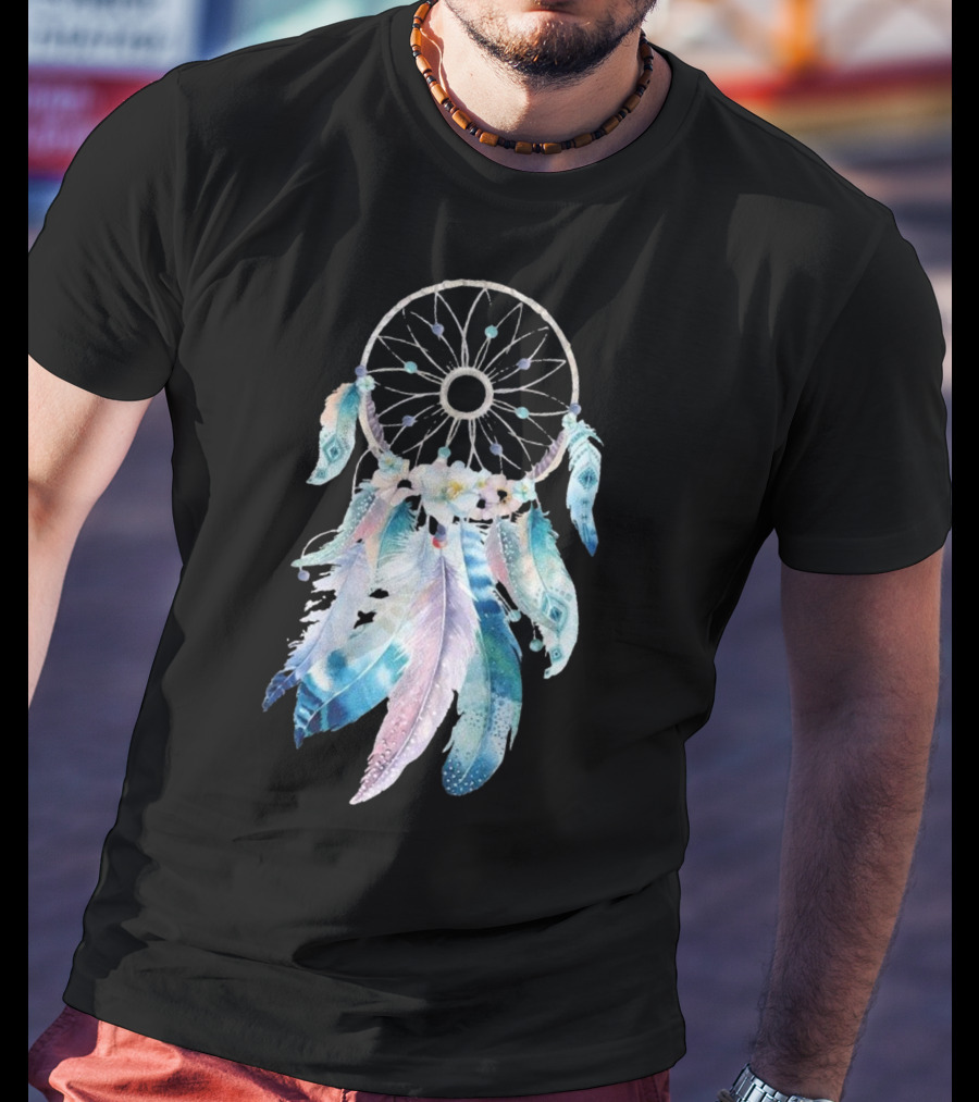 Harajuku Women Feather Dreamcatcher Flower Printed T-Shirt