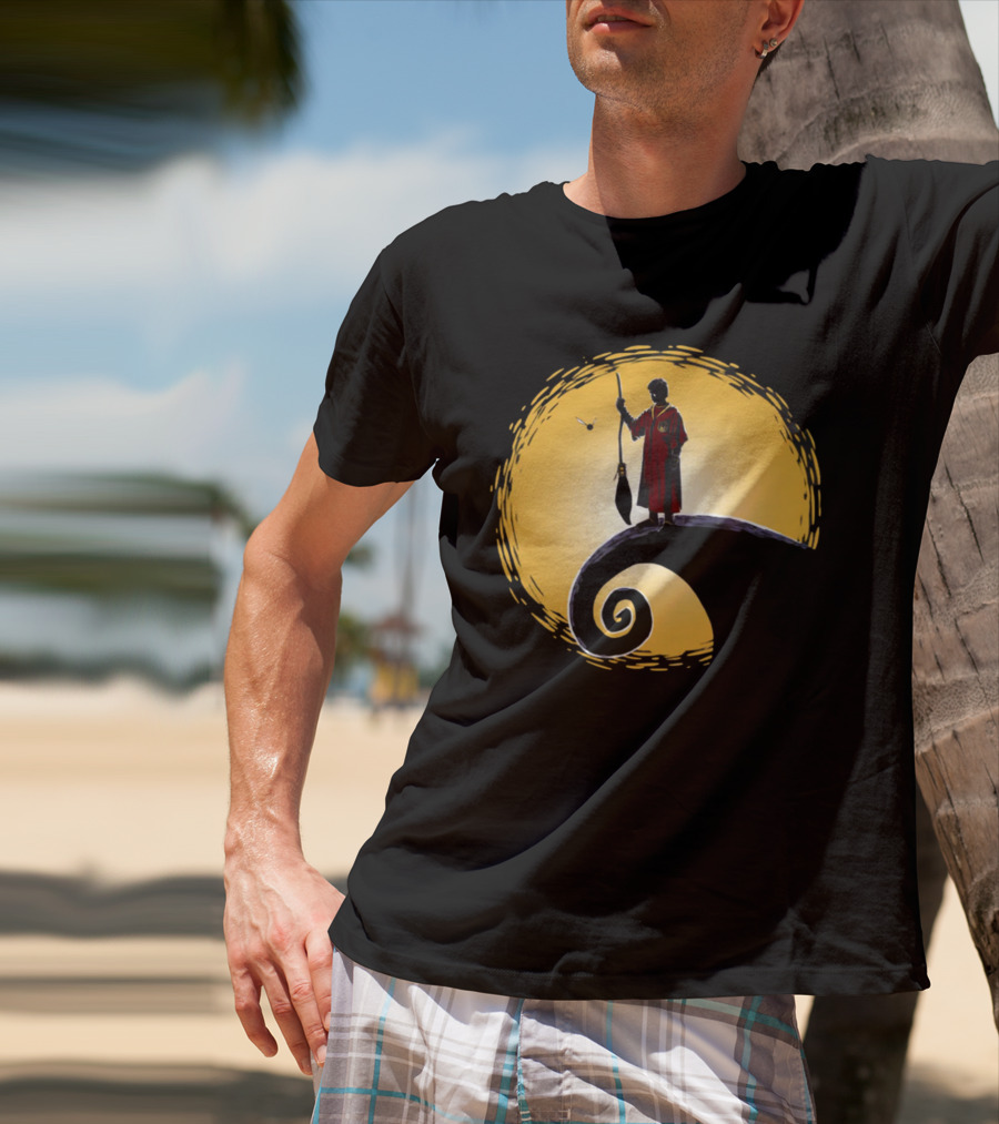 Quidditch Before Christmas Wizards Moon Scene T-Shirt