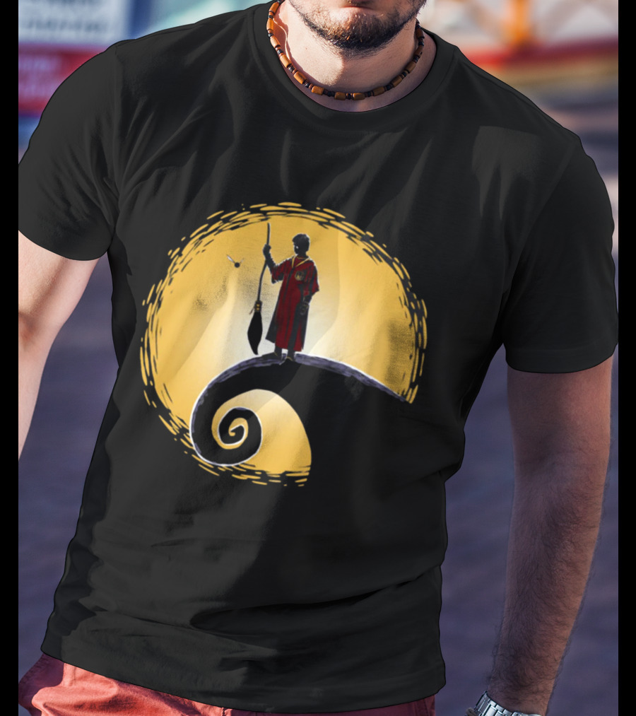 Quidditch Before Christmas Wizards Moon Scene T-Shirt