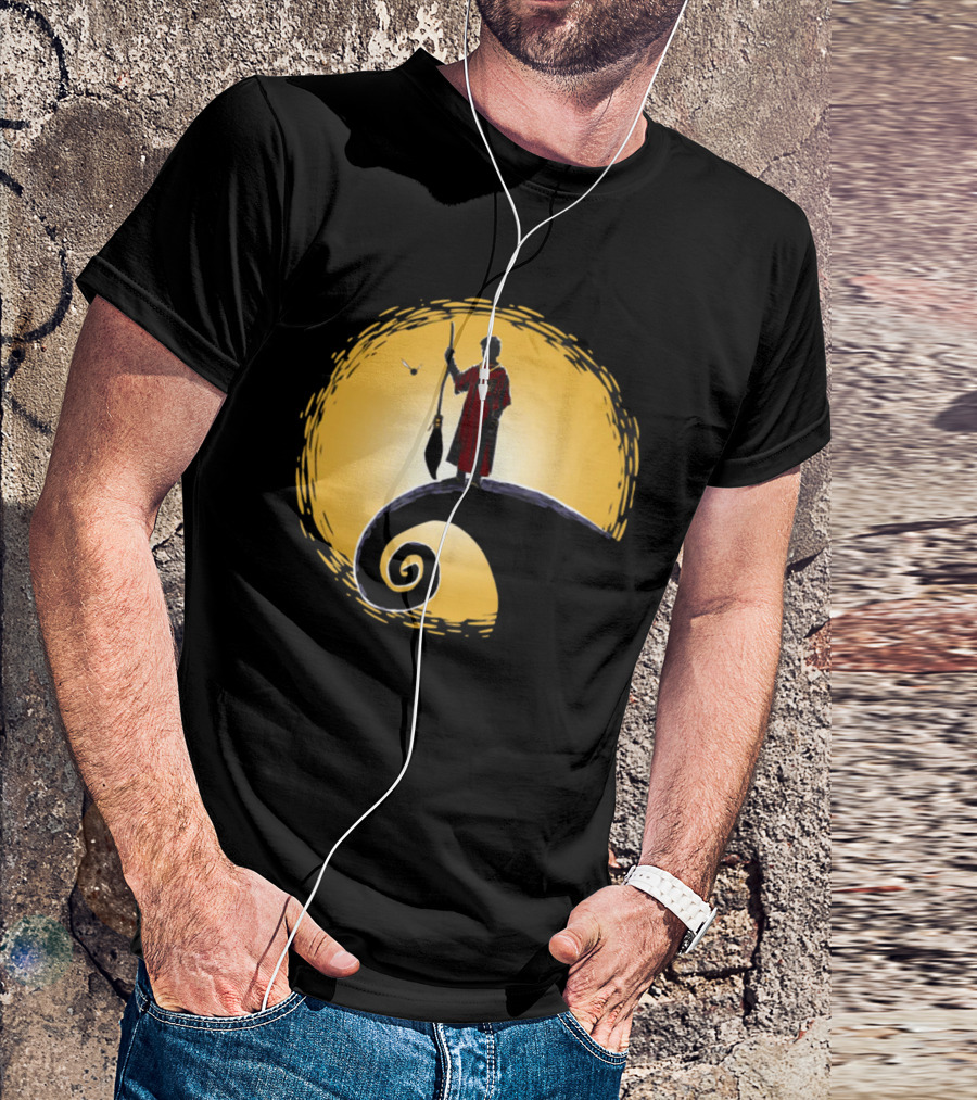 Quidditch Before Christmas Wizards Moon Scene T-Shirt