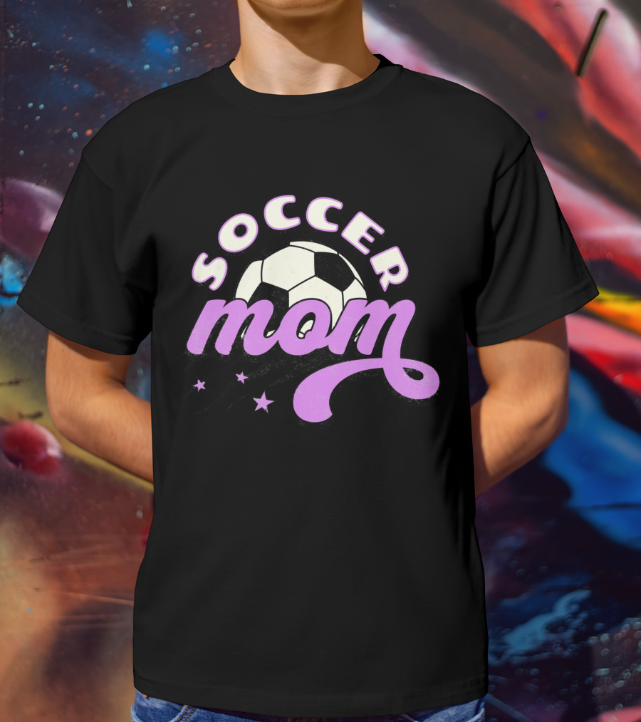 Soccer Mom Retro Style With Soccer Ball And Stars T-Shirt