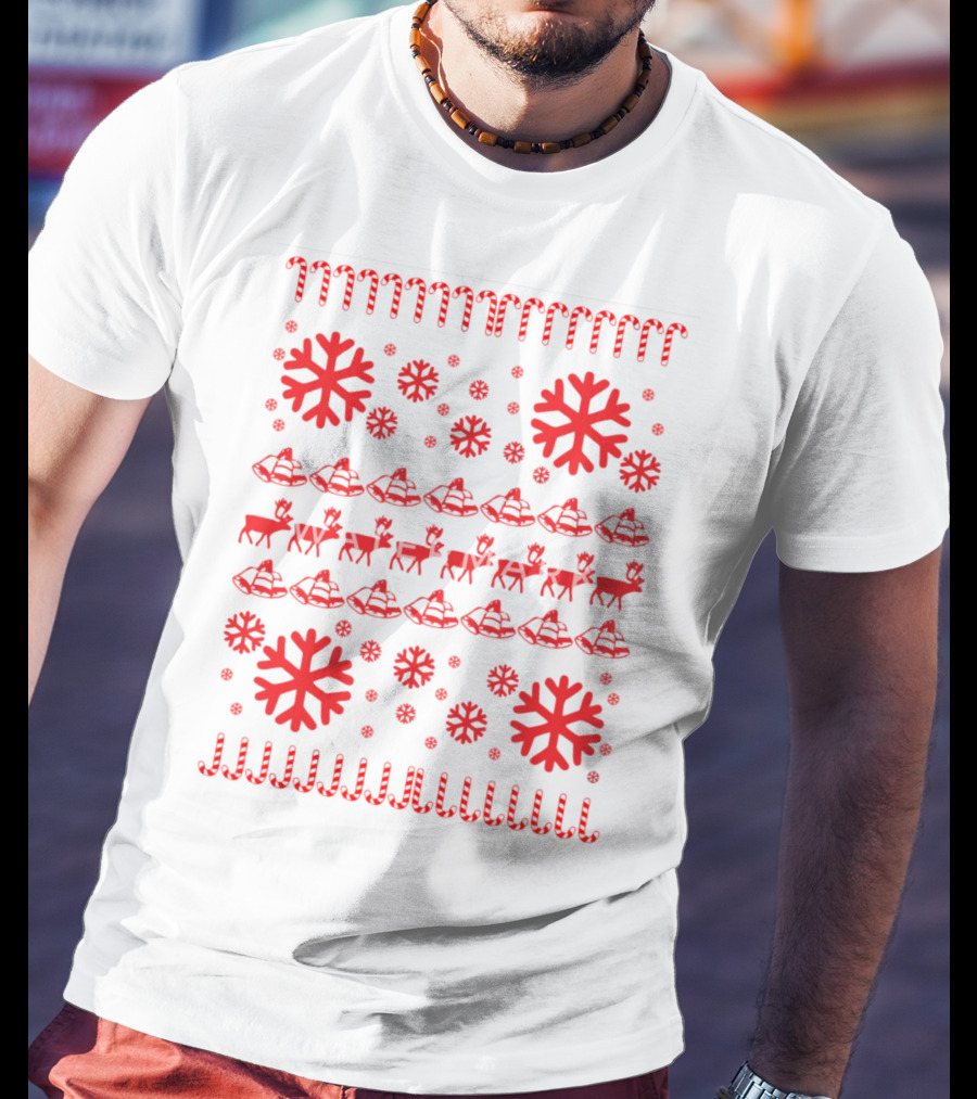 Reindeer And Snowflakes Christmas T-Shirt
