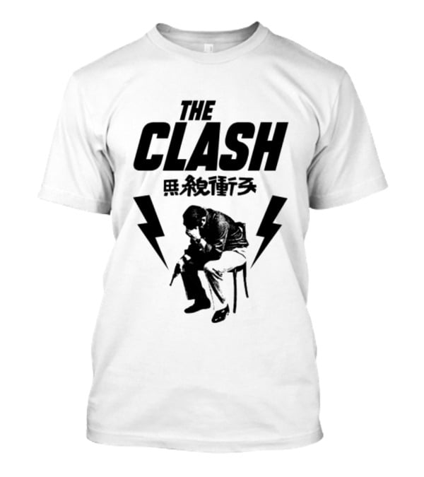The Clash London Crime Fanart With Lightning Bolts And Seated Figure T-Shirt