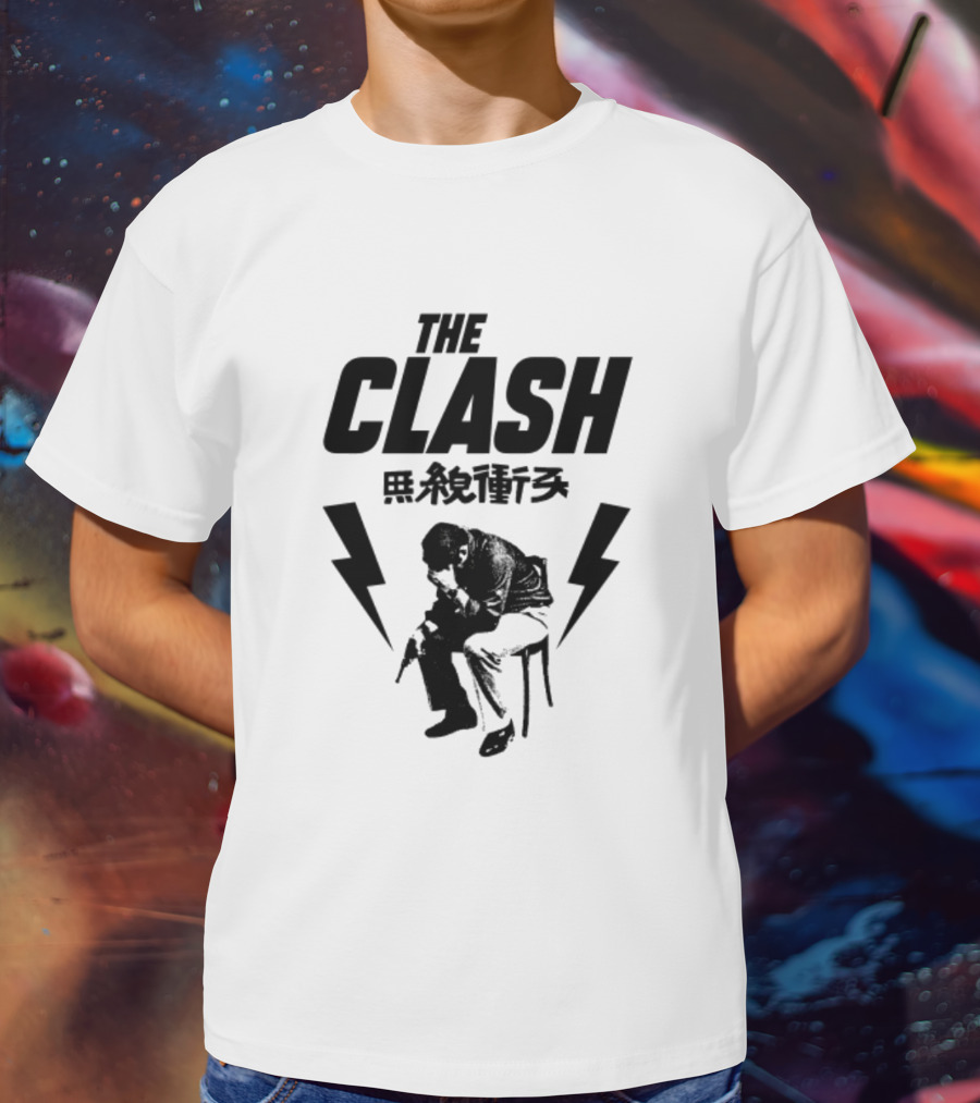 The Clash London Crime Fanart With Lightning Bolts And Seated Figure T-Shirt