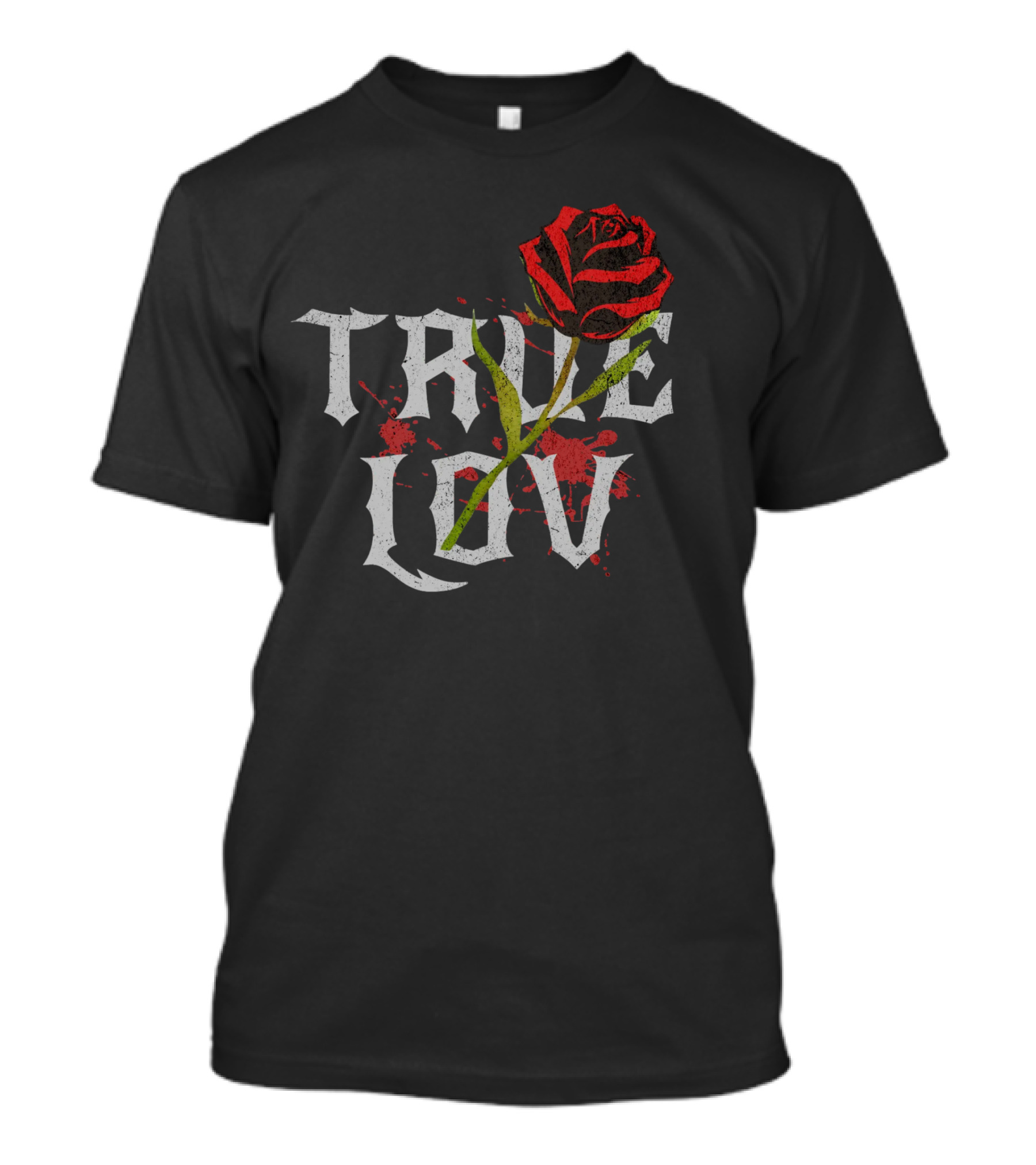 True Love Gothic Rose With Red Splatter T-Shirt