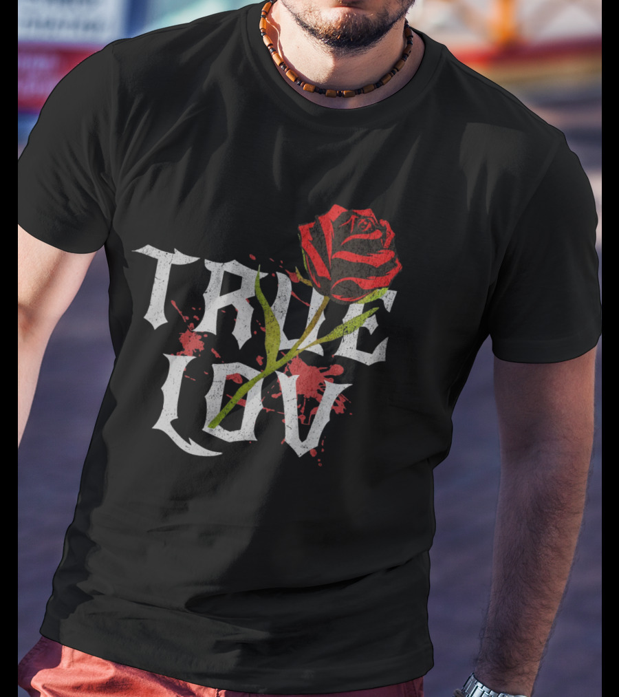 True Love Gothic Rose With Red Splatter T-Shirt