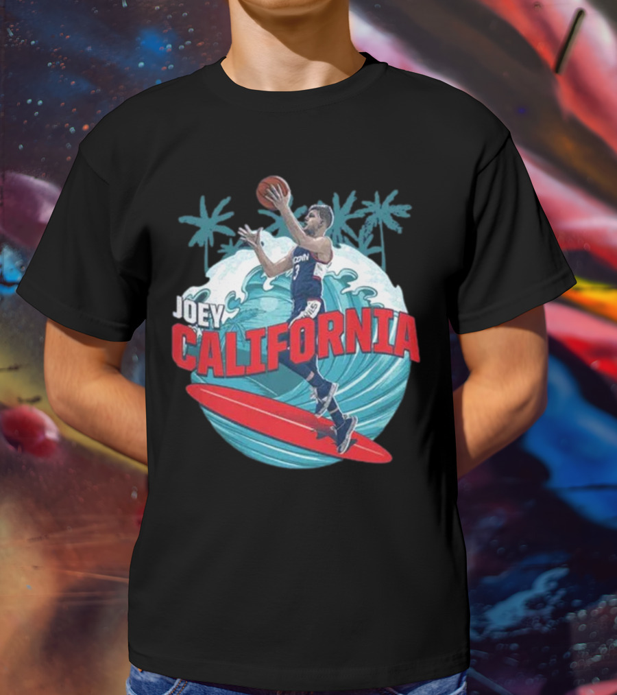 Joey California Basketball Surfing UConn Wave Palms T-Shirt