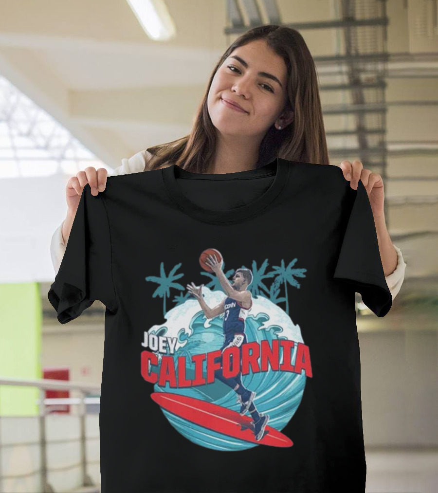 Joey California Basketball Surfing UConn Wave Palms T-Shirt