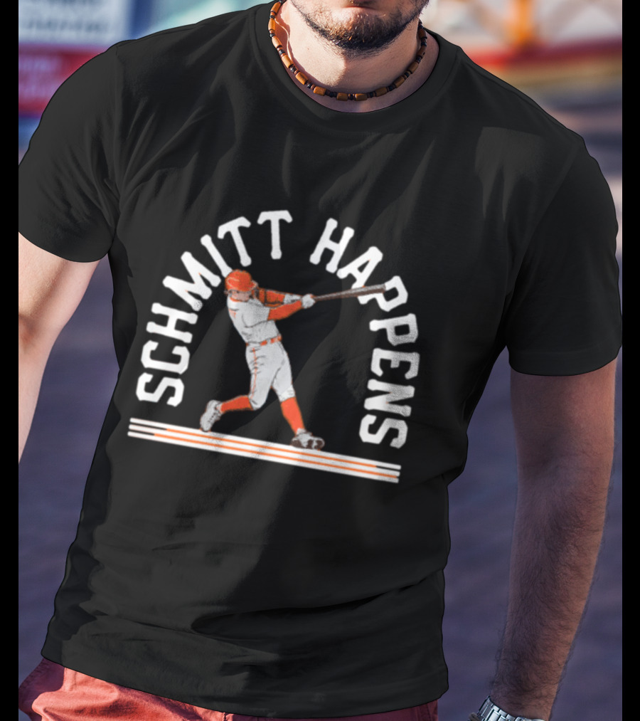 Schmitt Happens Baseball Player Swinging Bat T-Shirt