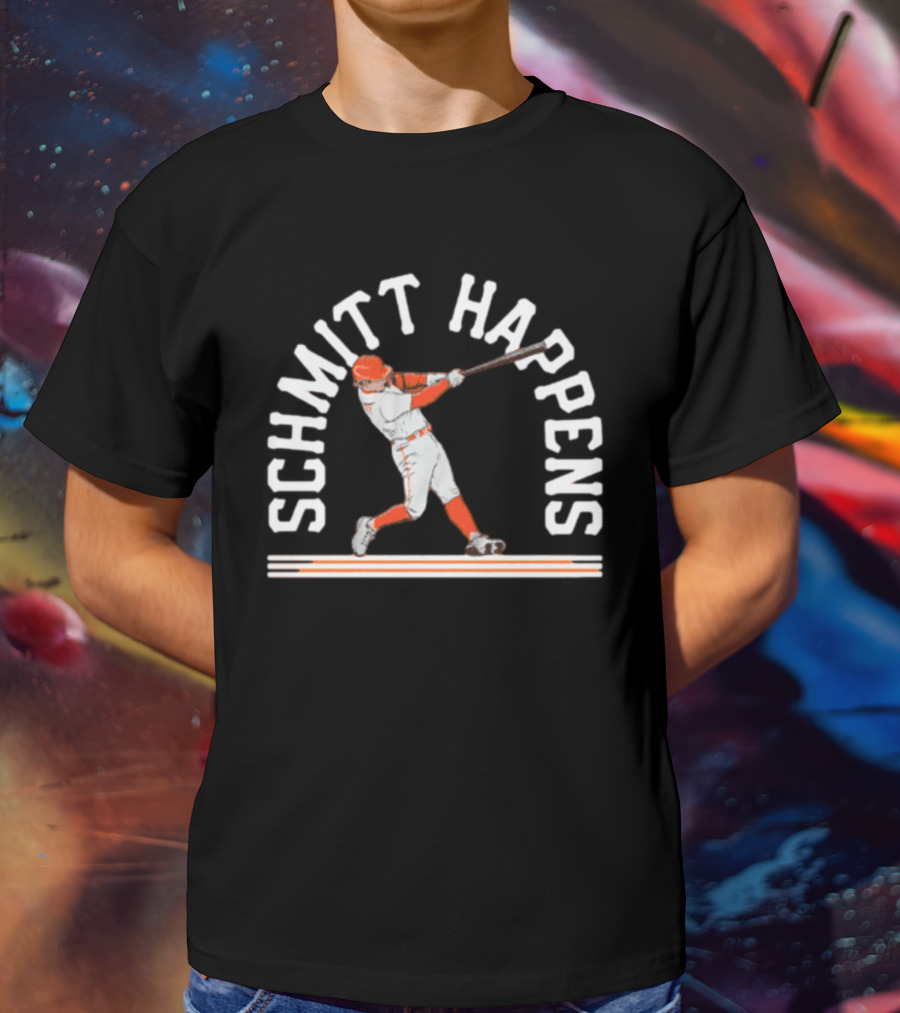 Schmitt Happens Baseball Player Swinging Bat T-Shirt