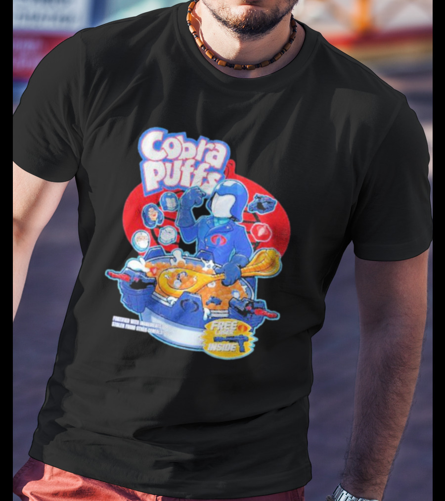 Cobra Puffs Free Laser Inside Funko Pop Style Cereal Commander Cartoon Scene T-Shirt