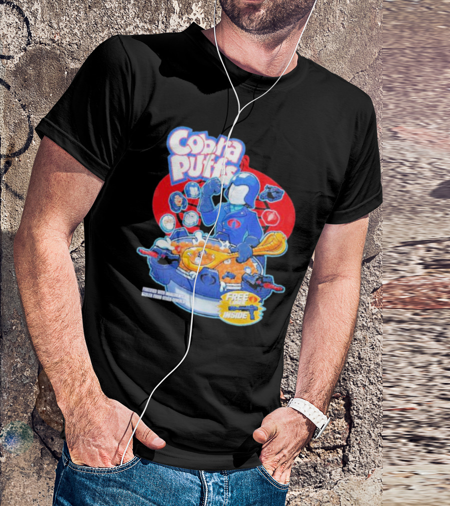 Cobra Puffs Free Laser Inside Funko Pop Style Cereal Commander Cartoon Scene T-Shirt