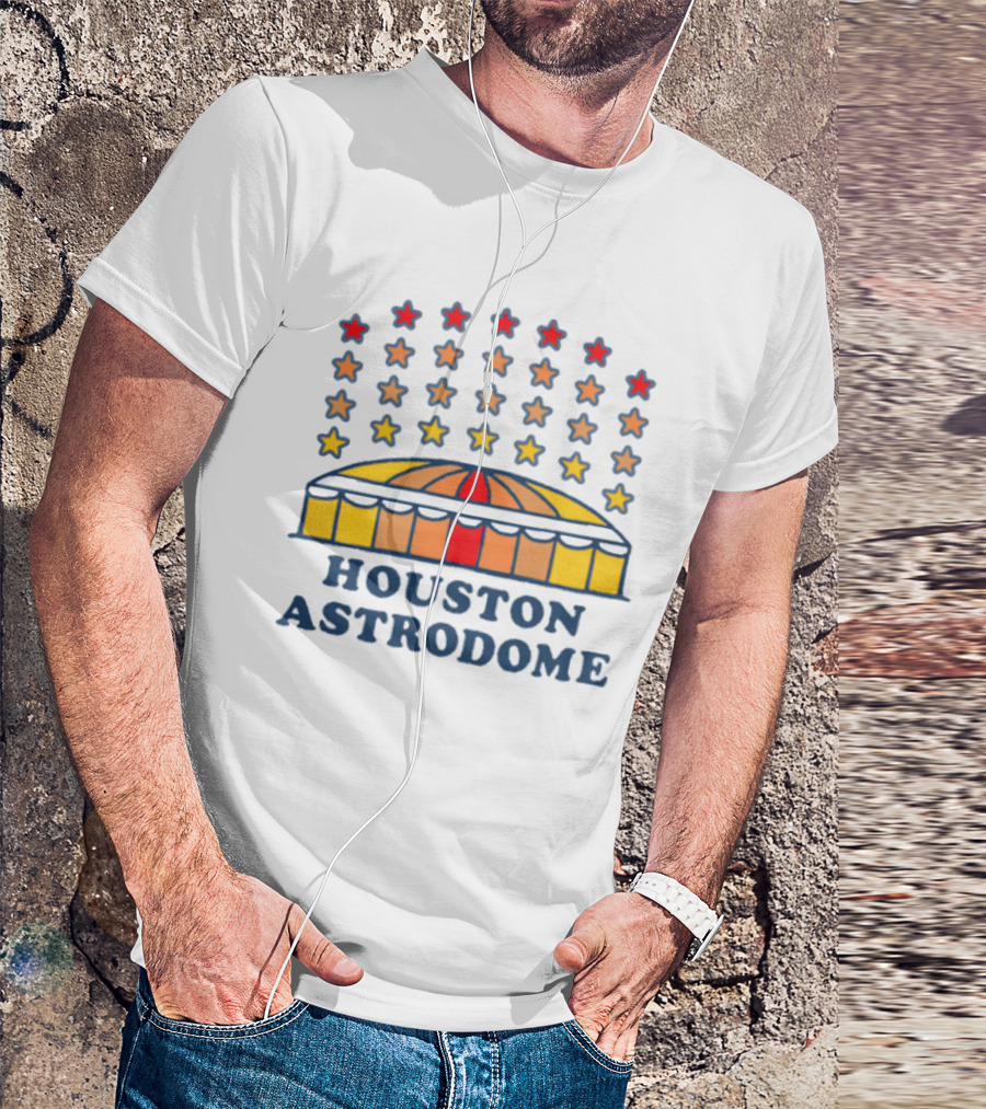 Houston Astrodome Stars Dome With Colorful Red Orange Yellow Stars T-Shirt