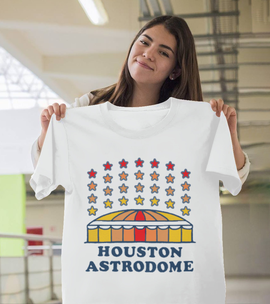 Houston Astrodome Stars Dome With Colorful Red Orange Yellow Stars T-Shirt