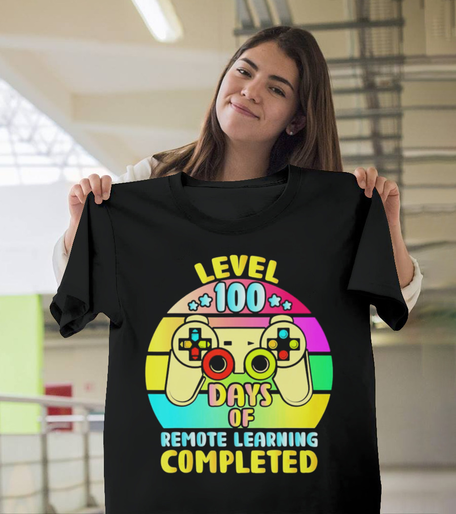 Level 100 Days Of Remote Learning Completed Vintage Controller T-Shirt