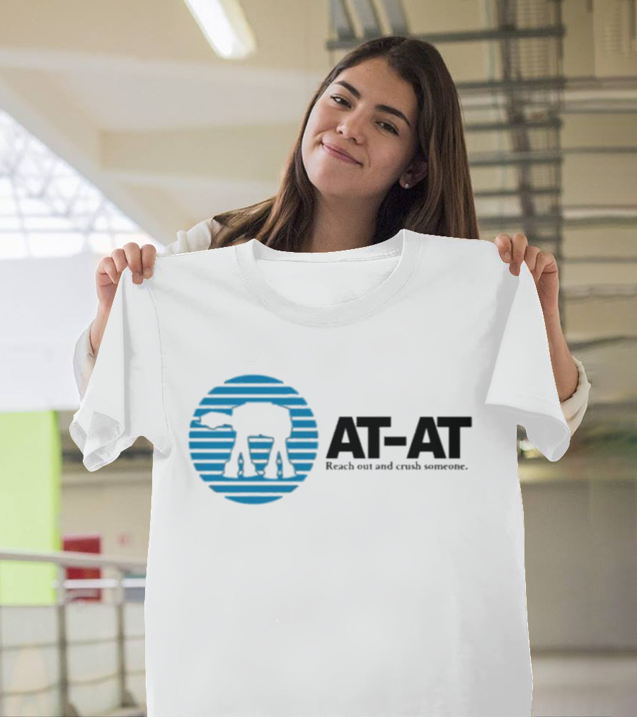 AT-AT Reach Out And Crush Someone Retro Circle Motif T-Shirt