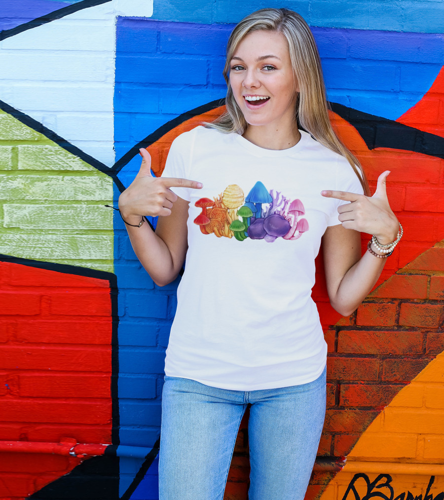 NZ Rainbow Fungi Colorful Mushroom Collection T-Shirt