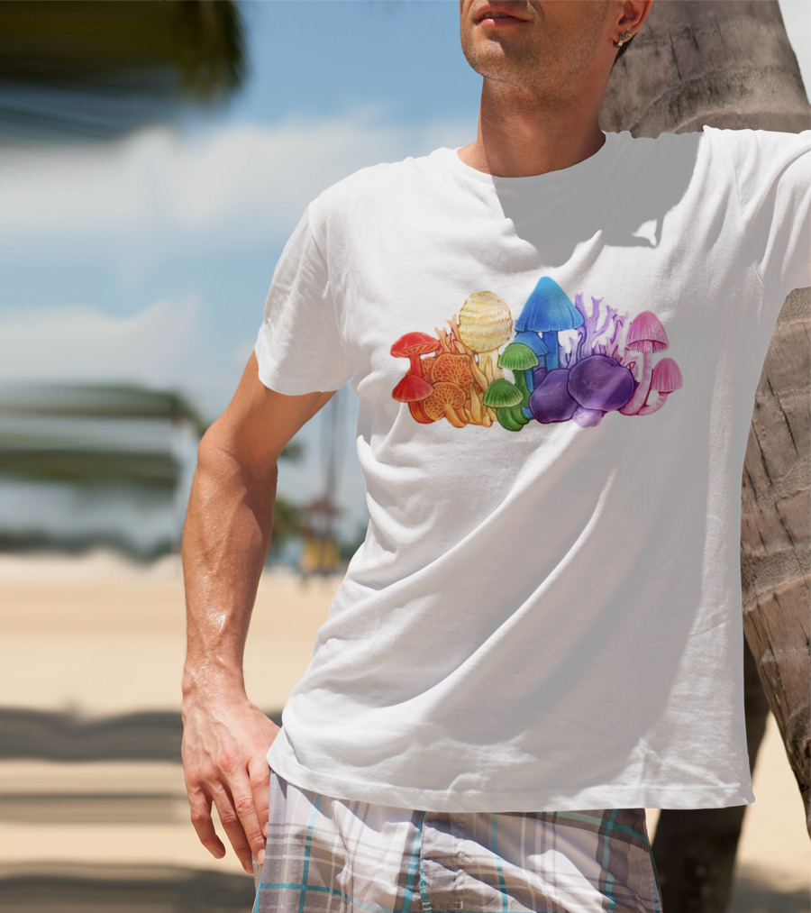 NZ Rainbow Fungi Colorful Mushroom Collection T-Shirt