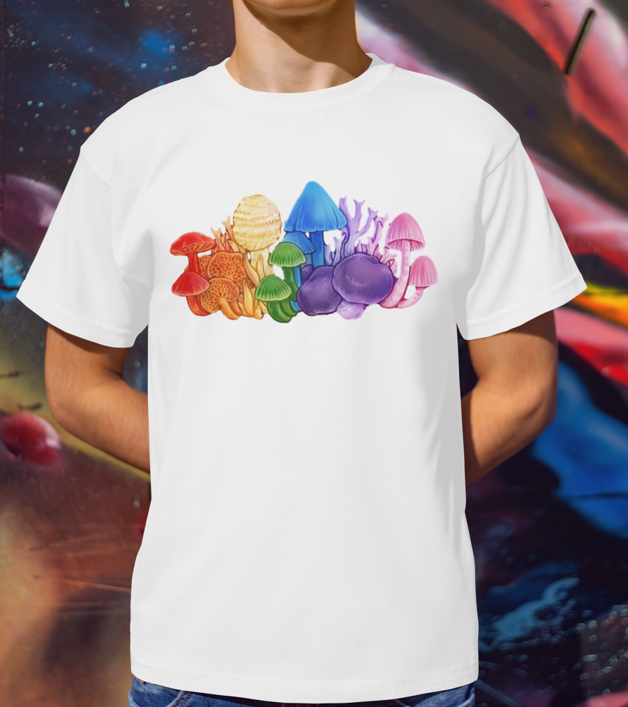 NZ Rainbow Fungi Colorful Mushroom Collection T-Shirt