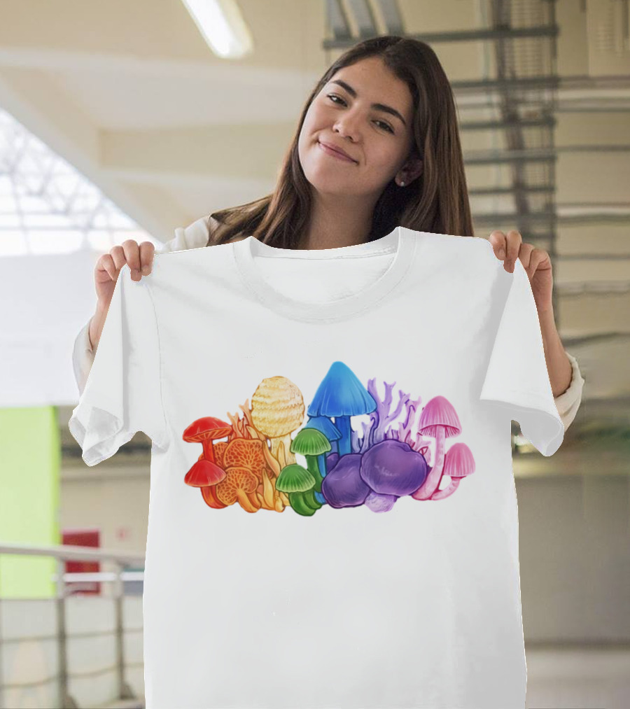 NZ Rainbow Fungi Colorful Mushroom Collection T-Shirt