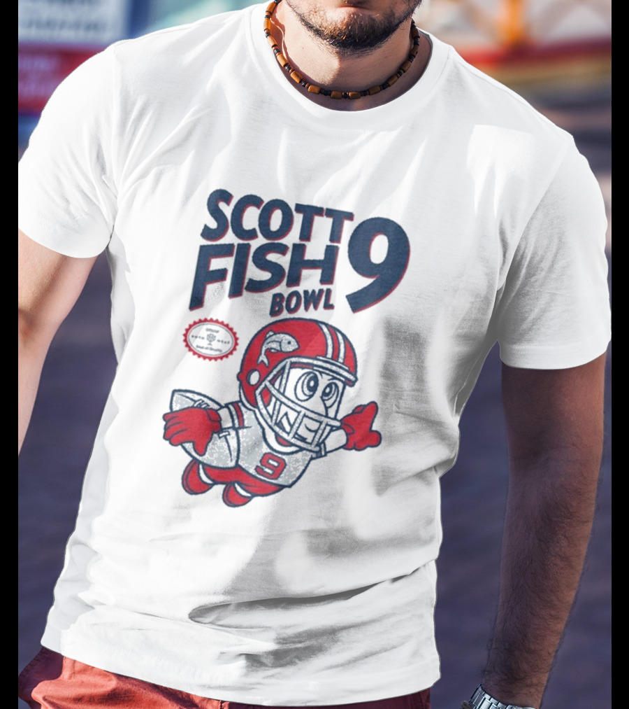 Scott Fish Bowl 9 Football Player Mascot T-Shirt