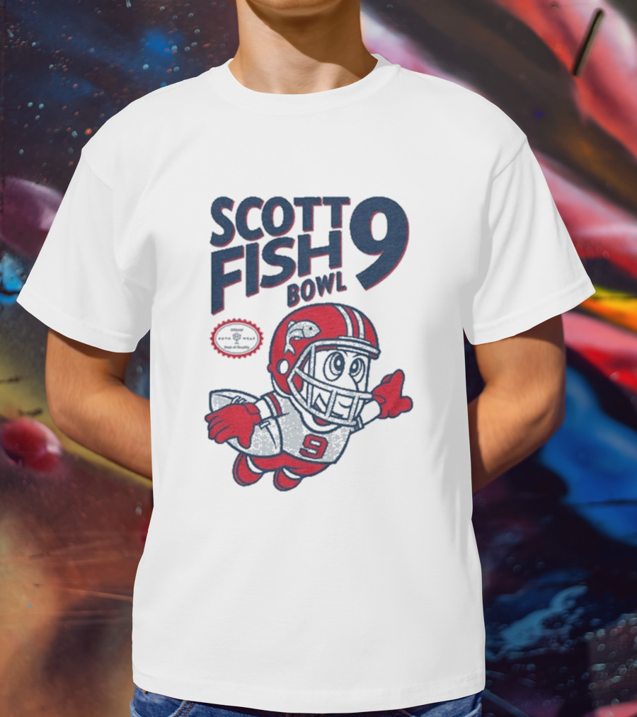 Scott Fish Bowl 9 Football Player Mascot T-Shirt