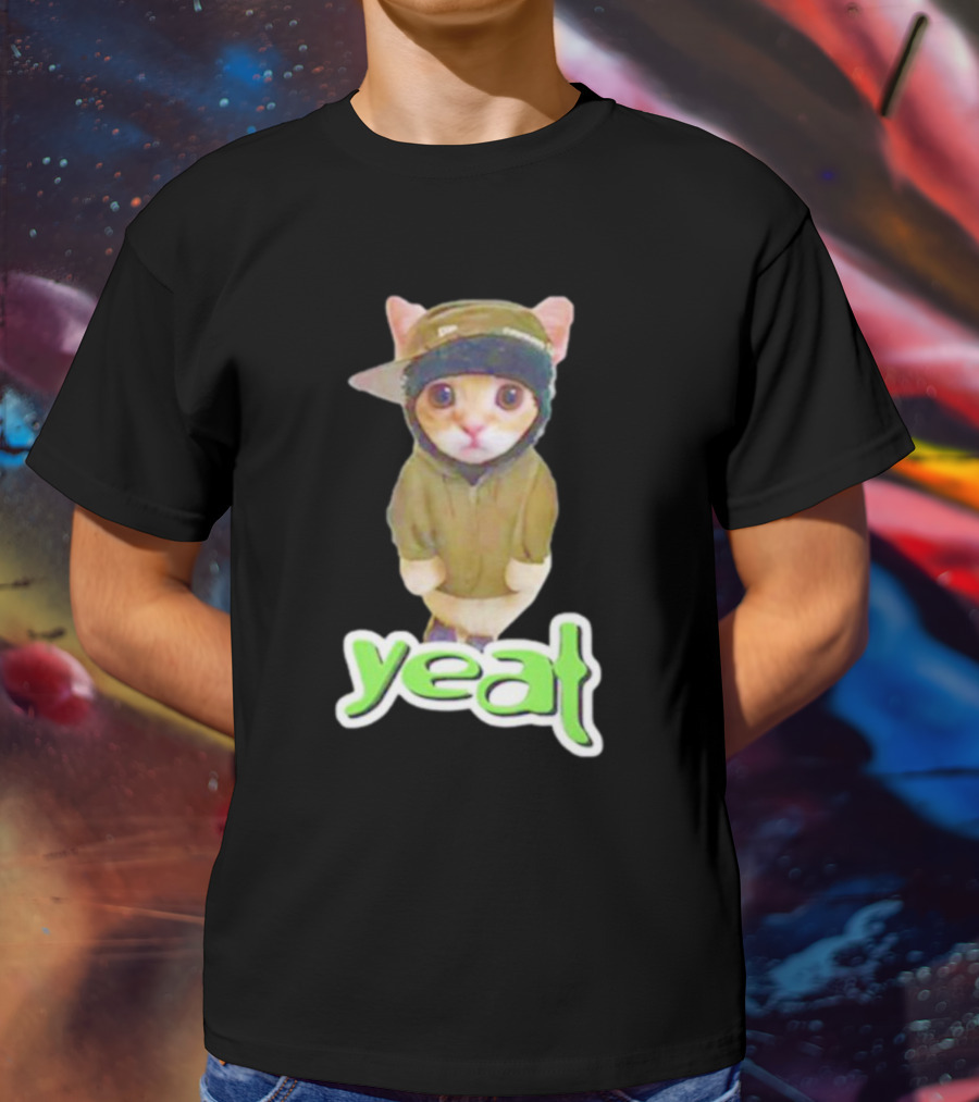Yeat Cat Funny Hoodie And Cap Cat Image T-Shirt