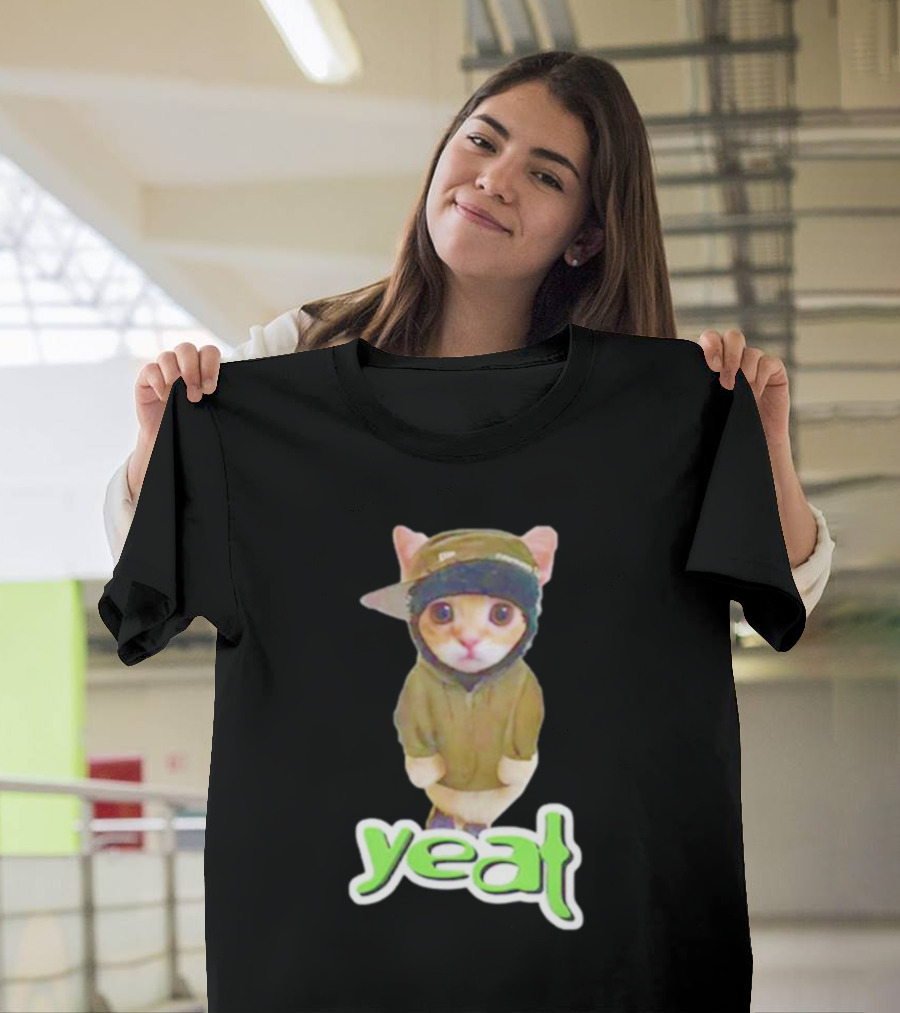 Yeat Cat Funny Hoodie And Cap Cat Image T-Shirt